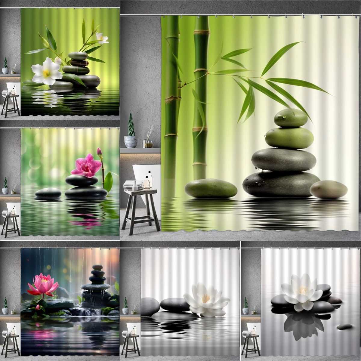 Shower Curtain Liner - Black Stone Tower Zen Shower Curtain,