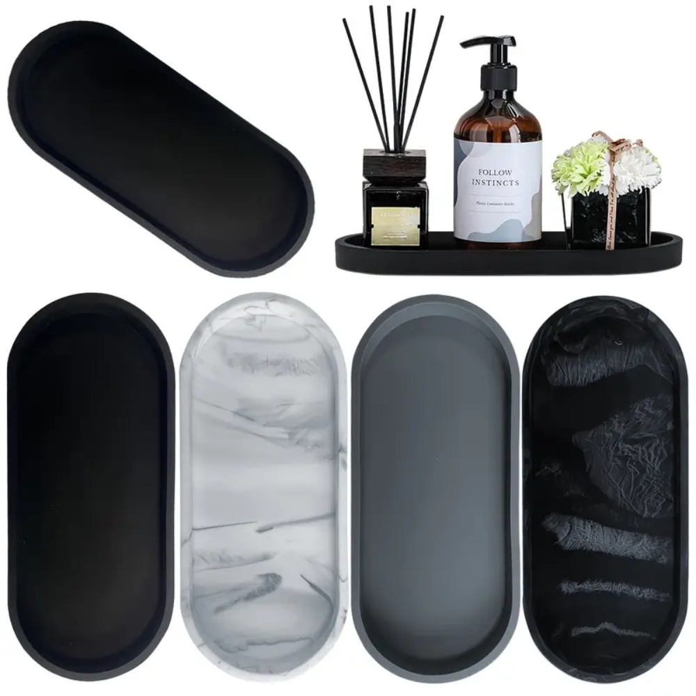Home Essentials Bathroom Storage - 1Pc Bathroom Vanity Silicone Tray, Rectangular