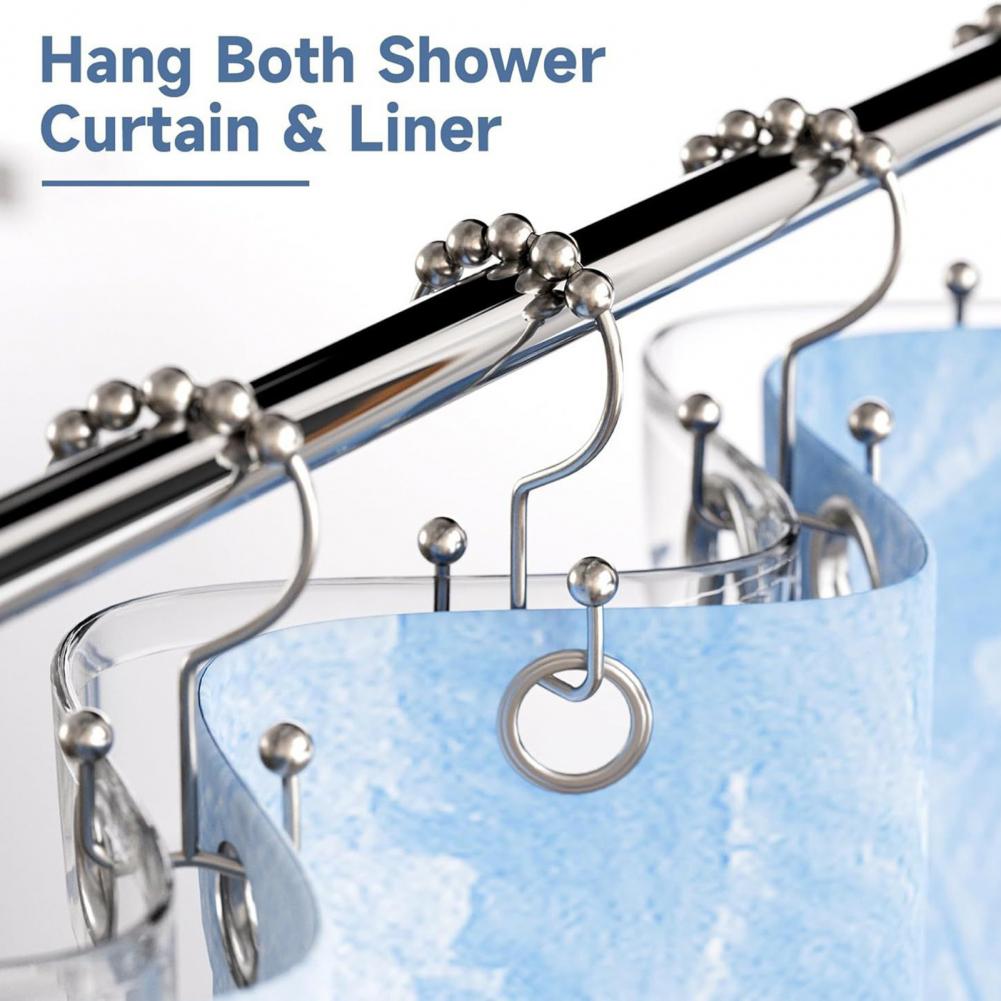 Shower Curtain Liner - 12PC Gold Metal Shower Curtain Rings