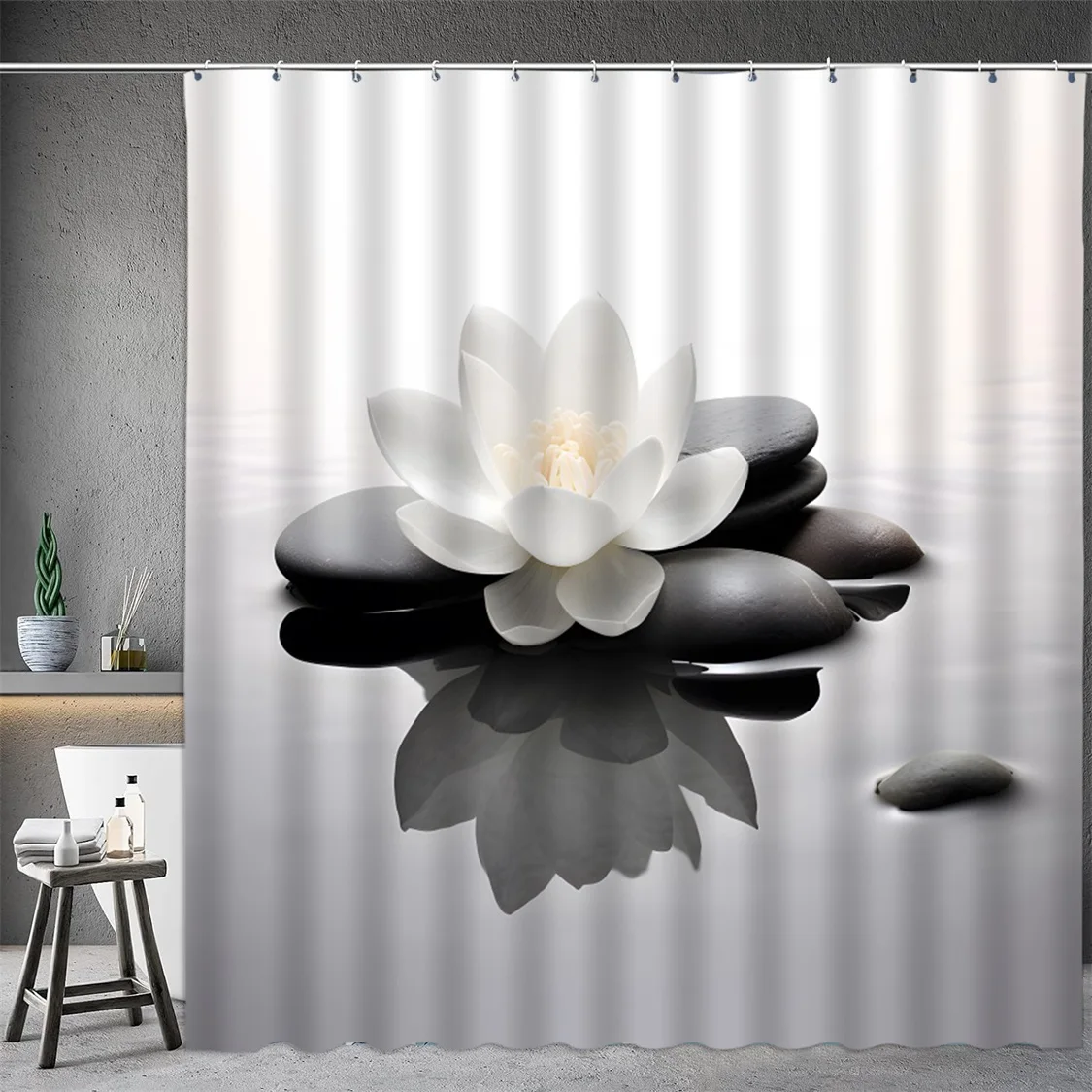 Black Stone Tower Zen Shower C - огляд і ціна Shower Curtain Liner