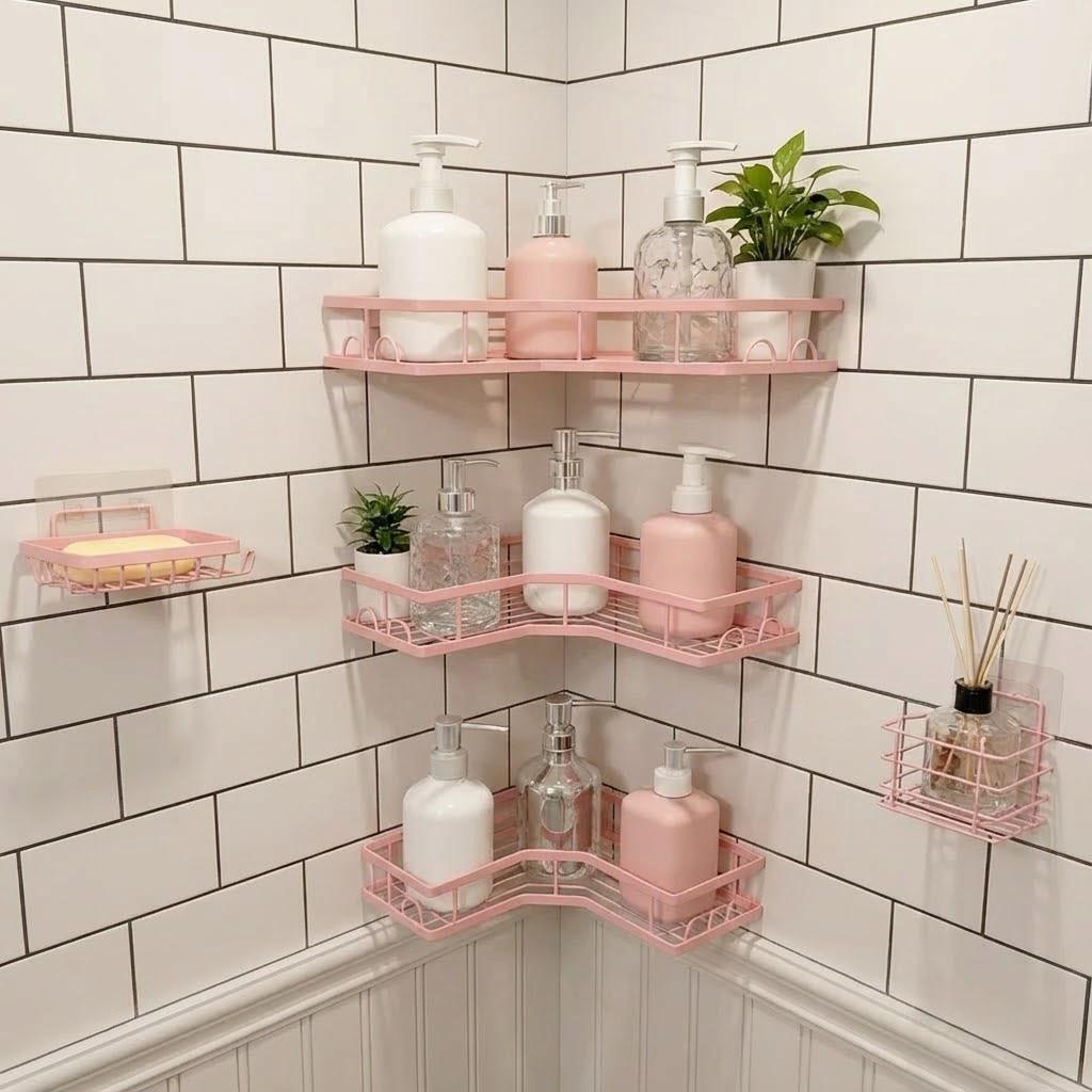5Pcs Minimalist Pink Shower Or - огляд і ціна Home Essentials Bathroom Storage
