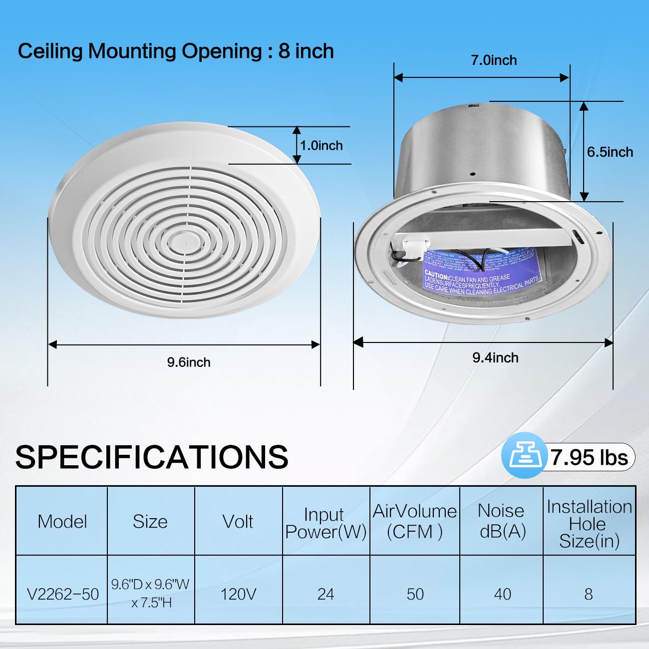 V2262-50 7 Inch Bathroom Exhau - огляд і ціна Home Bathroom Vent Fans