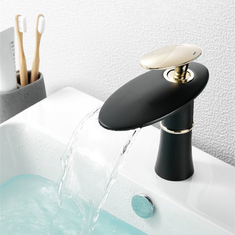 White/Black Gold Waterfall Bas - огляд і ціна Home Hardware Bathroom Faucets