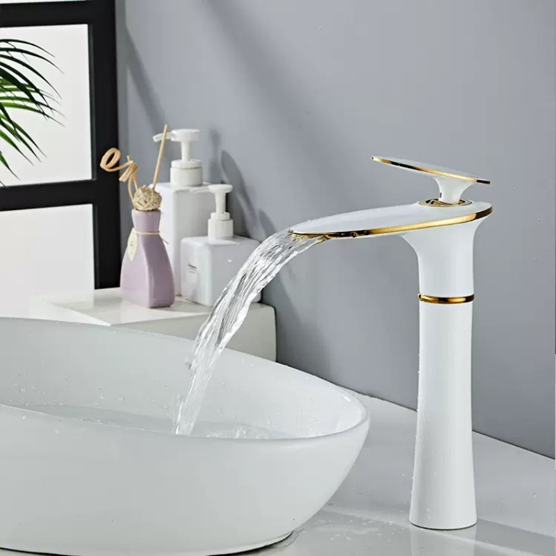 White/Black Gold Waterfall Bas - огляд і ціна Home Hardware Bathroom Faucets