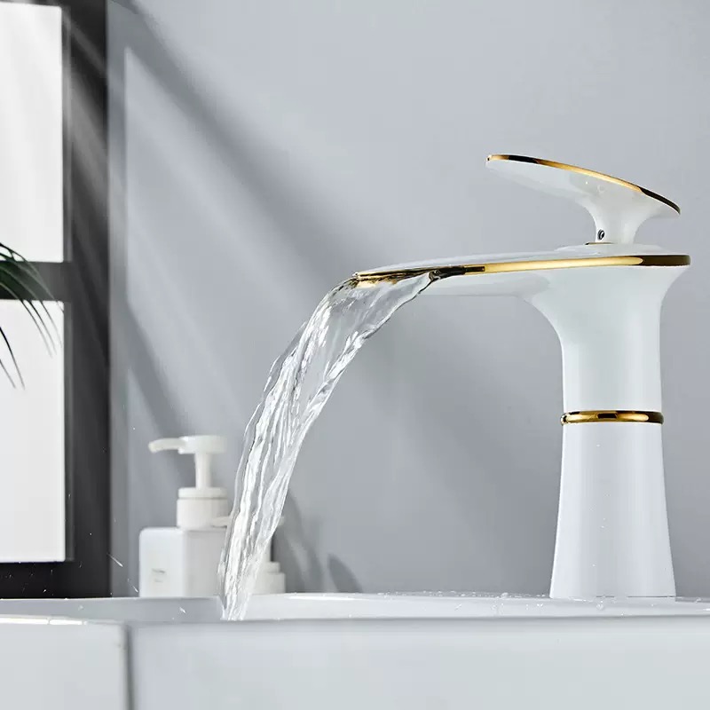White/Black Gold Waterfall Bas - огляд і ціна Home Hardware Bathroom Faucets