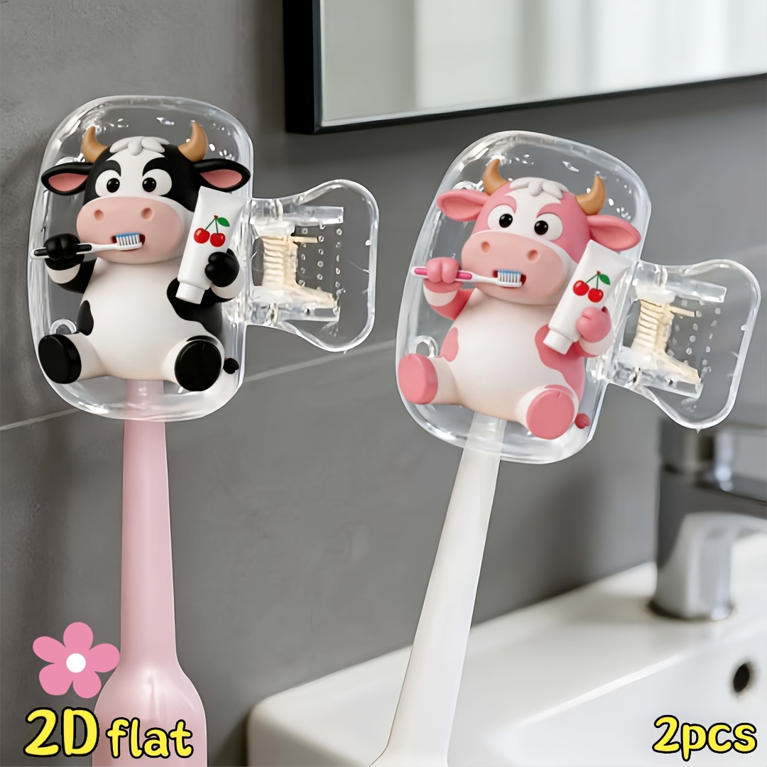 2pcs Cow Toothbrush Holder Tra - огляд і ціна Home Essentials Bathroom Storage