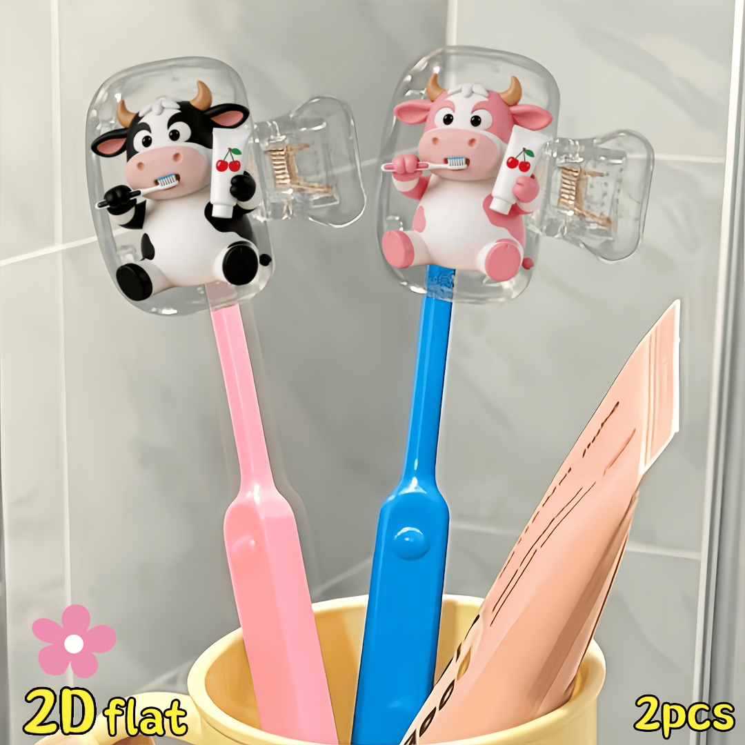 2pcs Cow Toothbrush Holder Tra - огляд і ціна Home Essentials Bathroom Storage