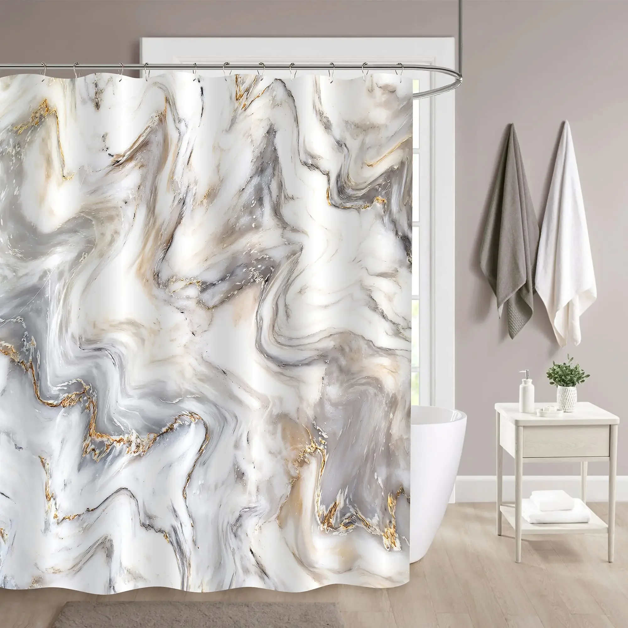 Grey Gold Marble Ink Texture S - огляд і ціна Shower Curtain Liner