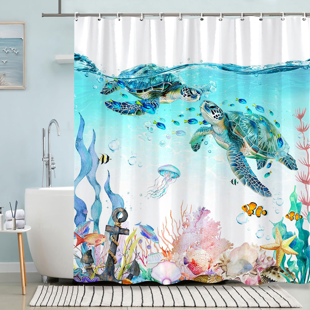 Turtle Shower Curtain Summer B - огляд і ціна Shower Curtain Liner