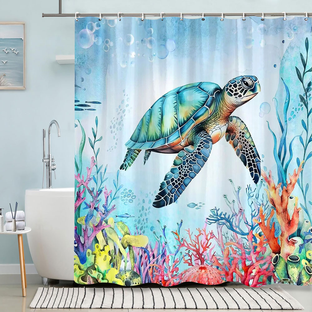 Turtle Shower Curtain Summer B - огляд і ціна Shower Curtain Liner