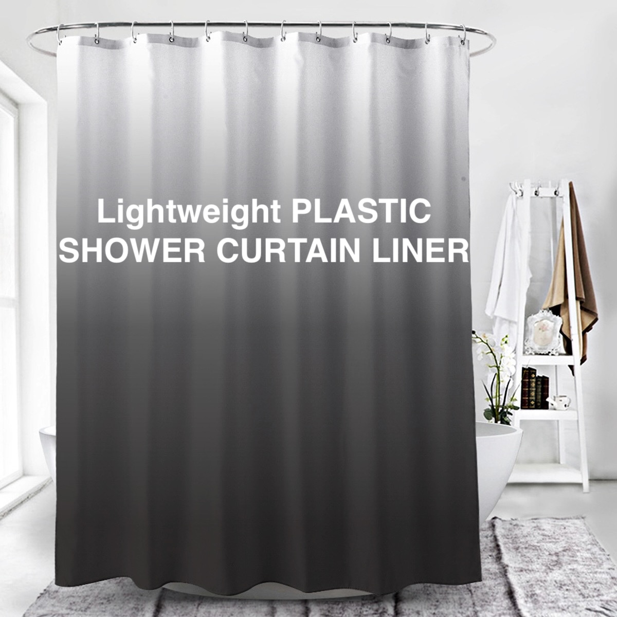 1Pc Gray Gradient Shower Curta - огляд і ціна Shower Curtain Liner